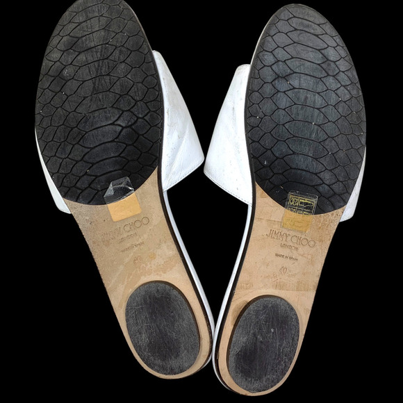 Jimmy Choo Tiaret Flat Sandals Size 40 US 10 White Calf Leather Dust Bag Boxed - Picture 8 of 13